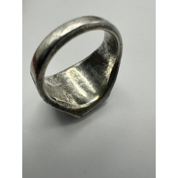 Vintage Navajo Mother of Pearl Turquoise Mens Sterling Silver Ring Size 10 - Picture 4 of 7